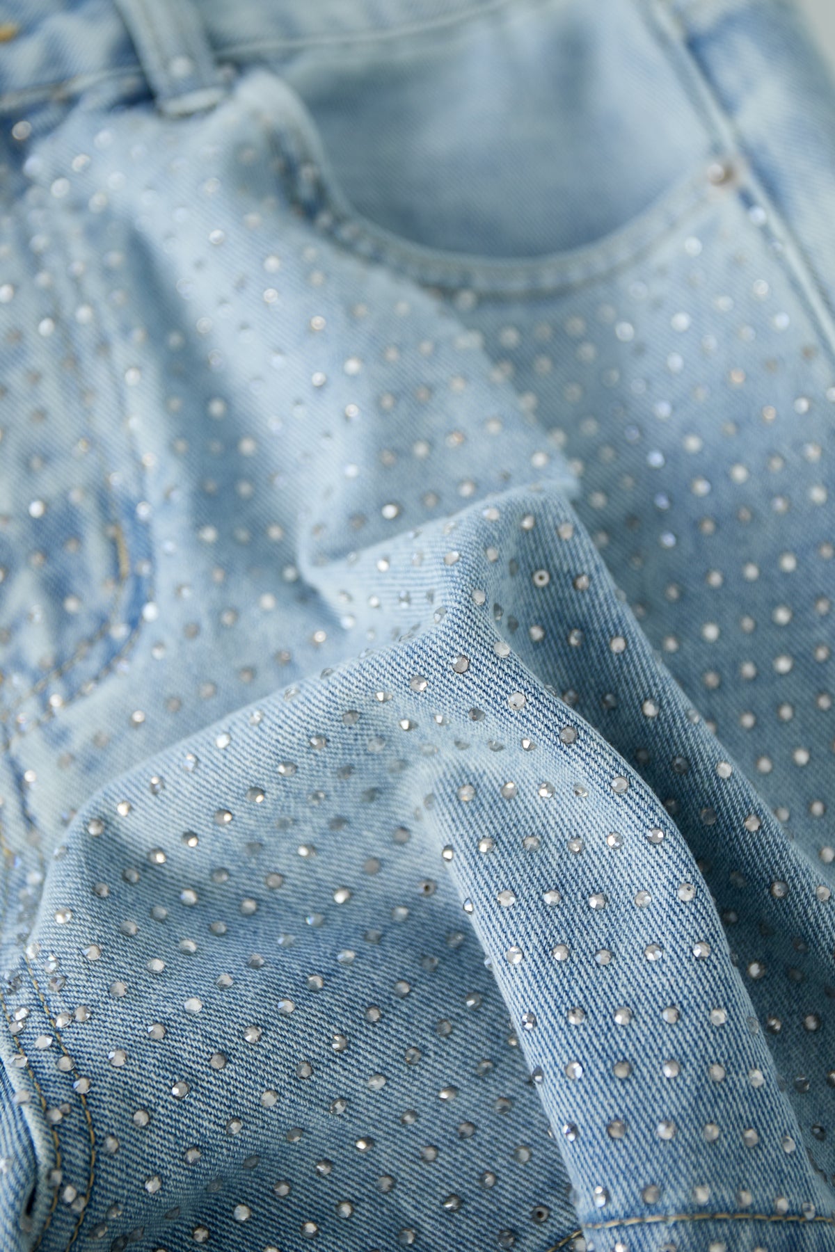 Denim Vrouwen High Waist Shorts Gepunctueerd Ontwerp