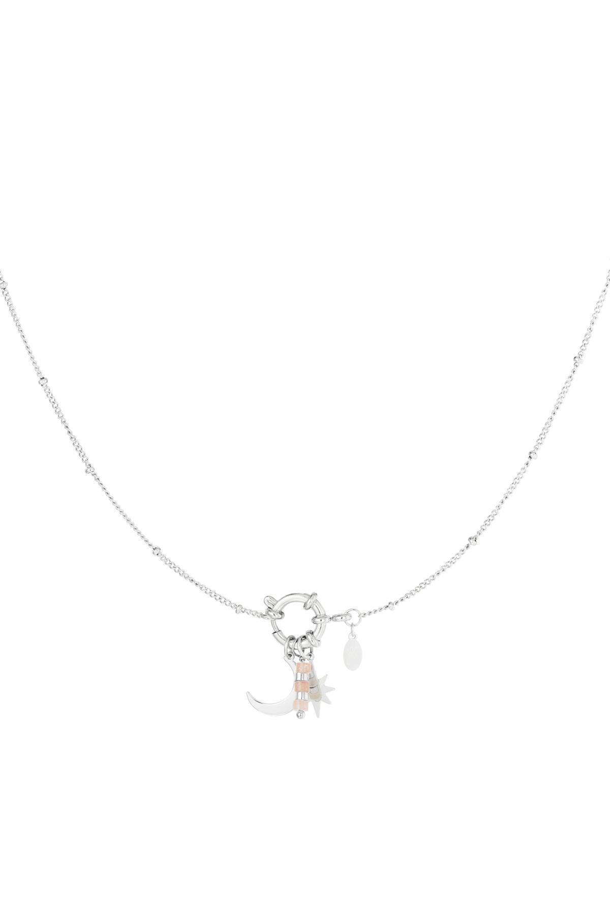 Ketting met hanger natuursteen - Roze & Zilver