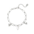 Chain armband met bedeltjes hart, ster en kleine parel
