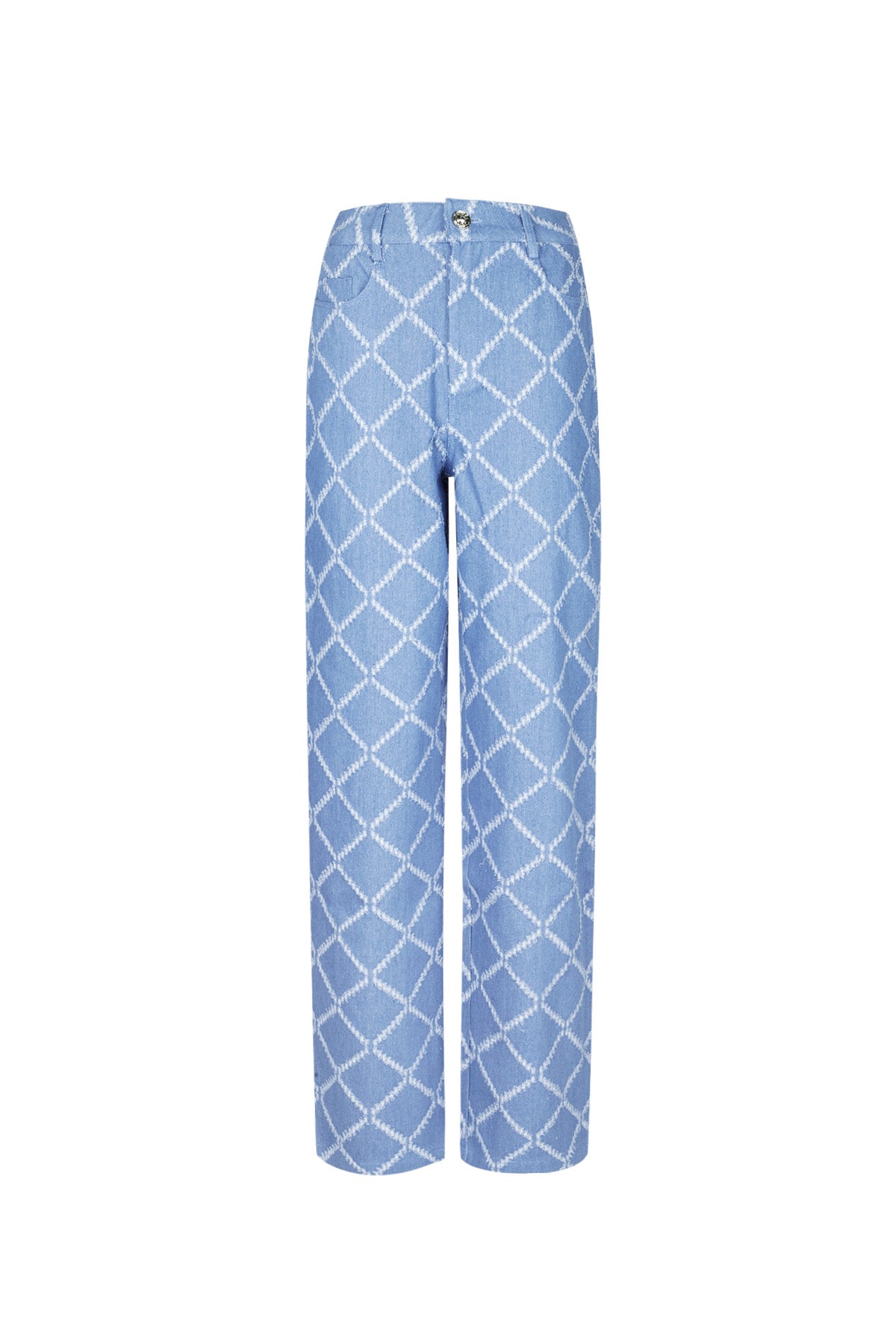 Cotton Woven Vrouwen Rechte Broek Plaid Casual