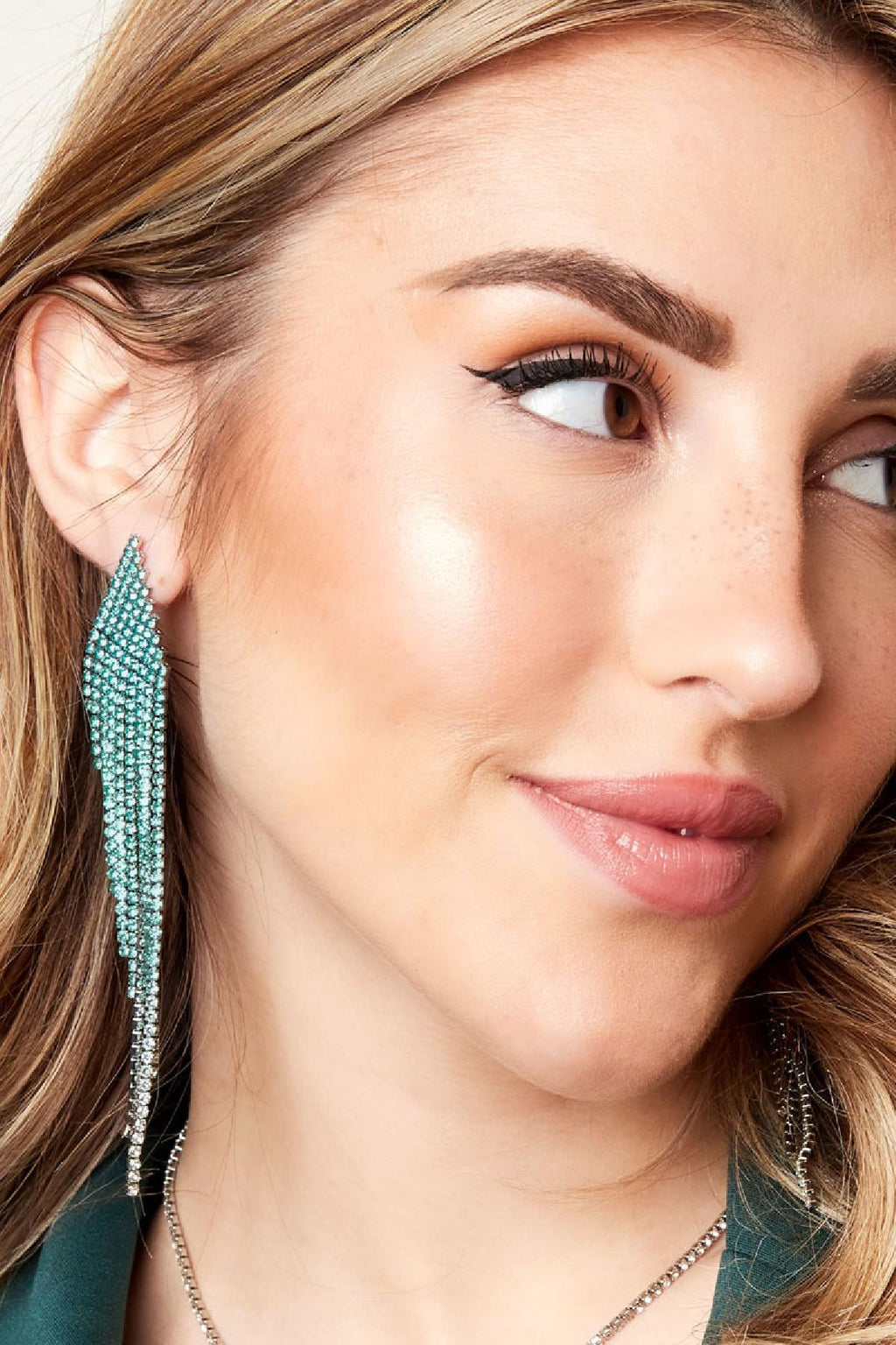 Strass oorbellen ombre - blauw