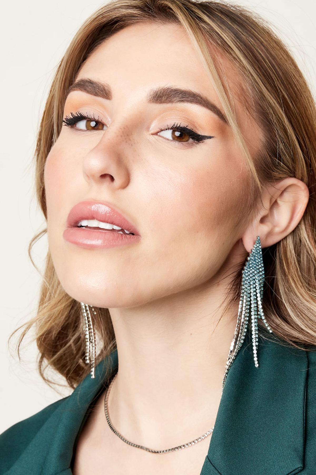 Strass oorbellen ombre - blauw