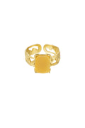 Ring sierlijk rechthoekige steen - Goud kleur/oranje