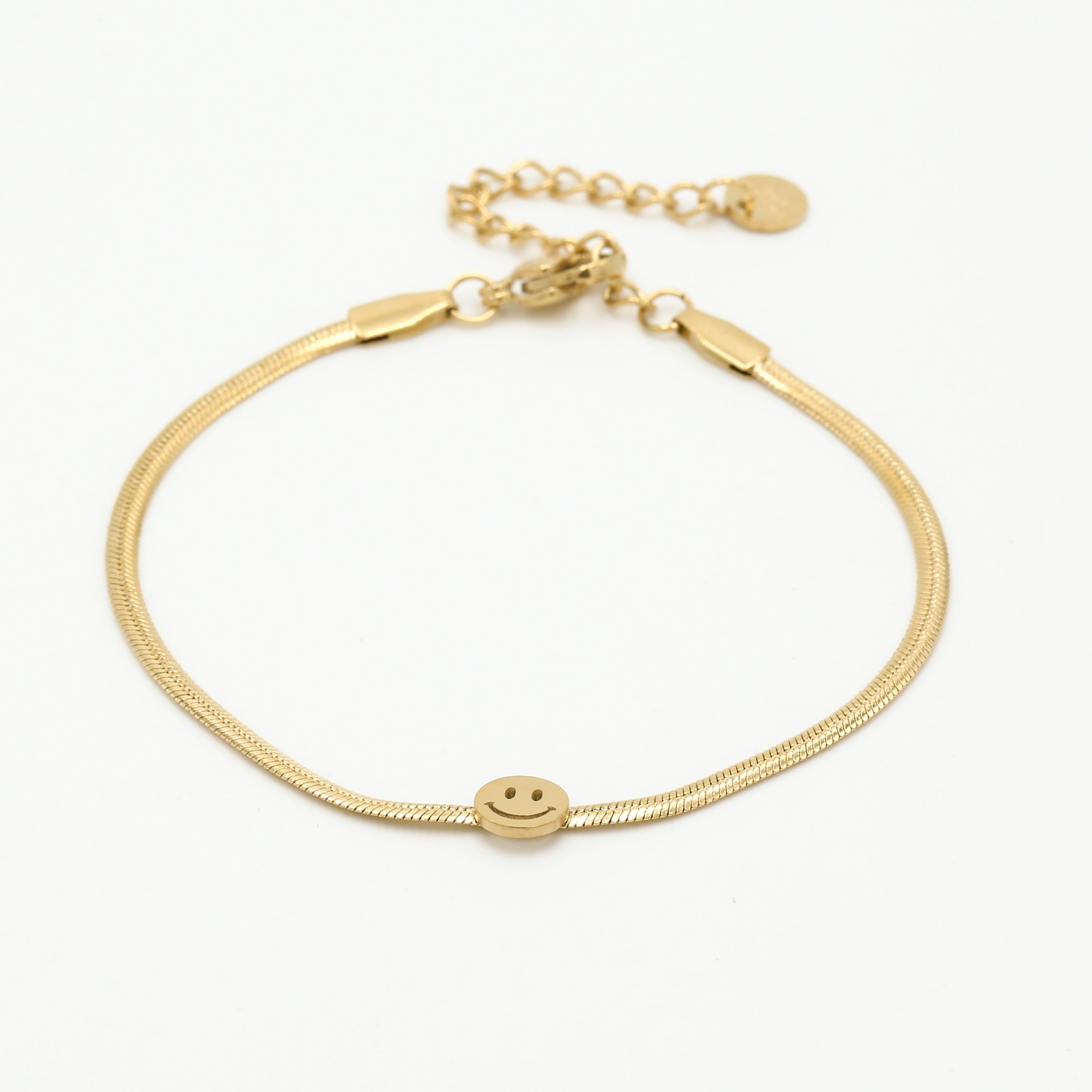 Snake bracelet met smiley - Goud