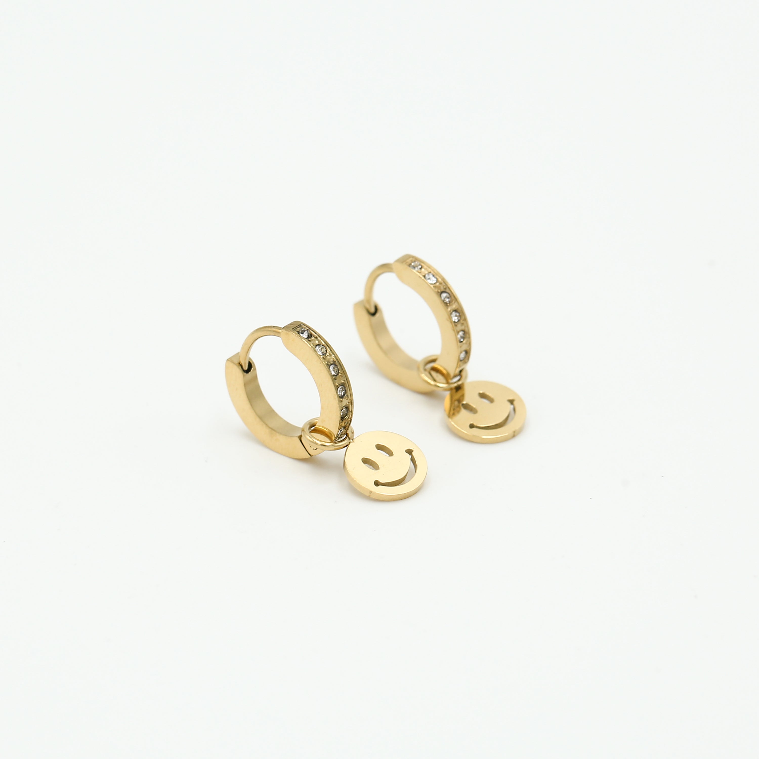 Strass oorbellen met smiley