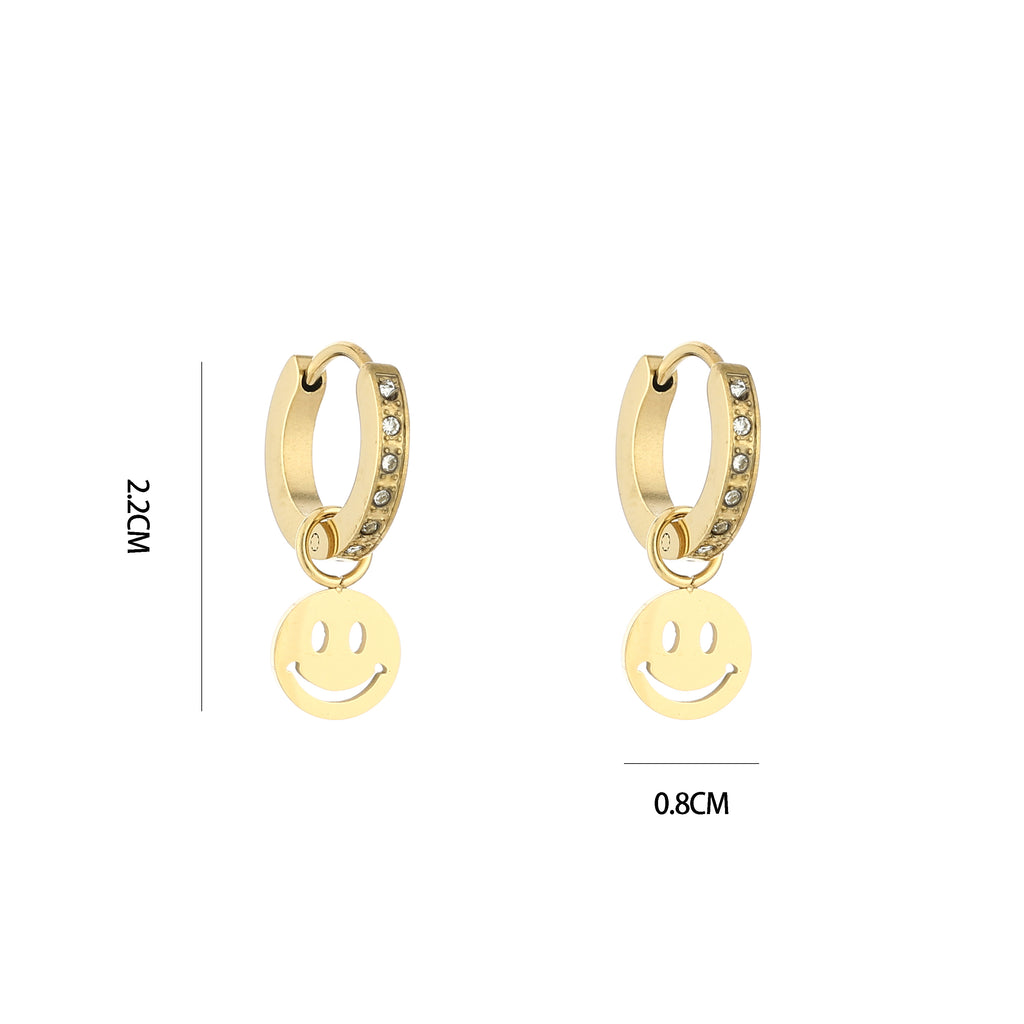 Strass oorbellen met smiley