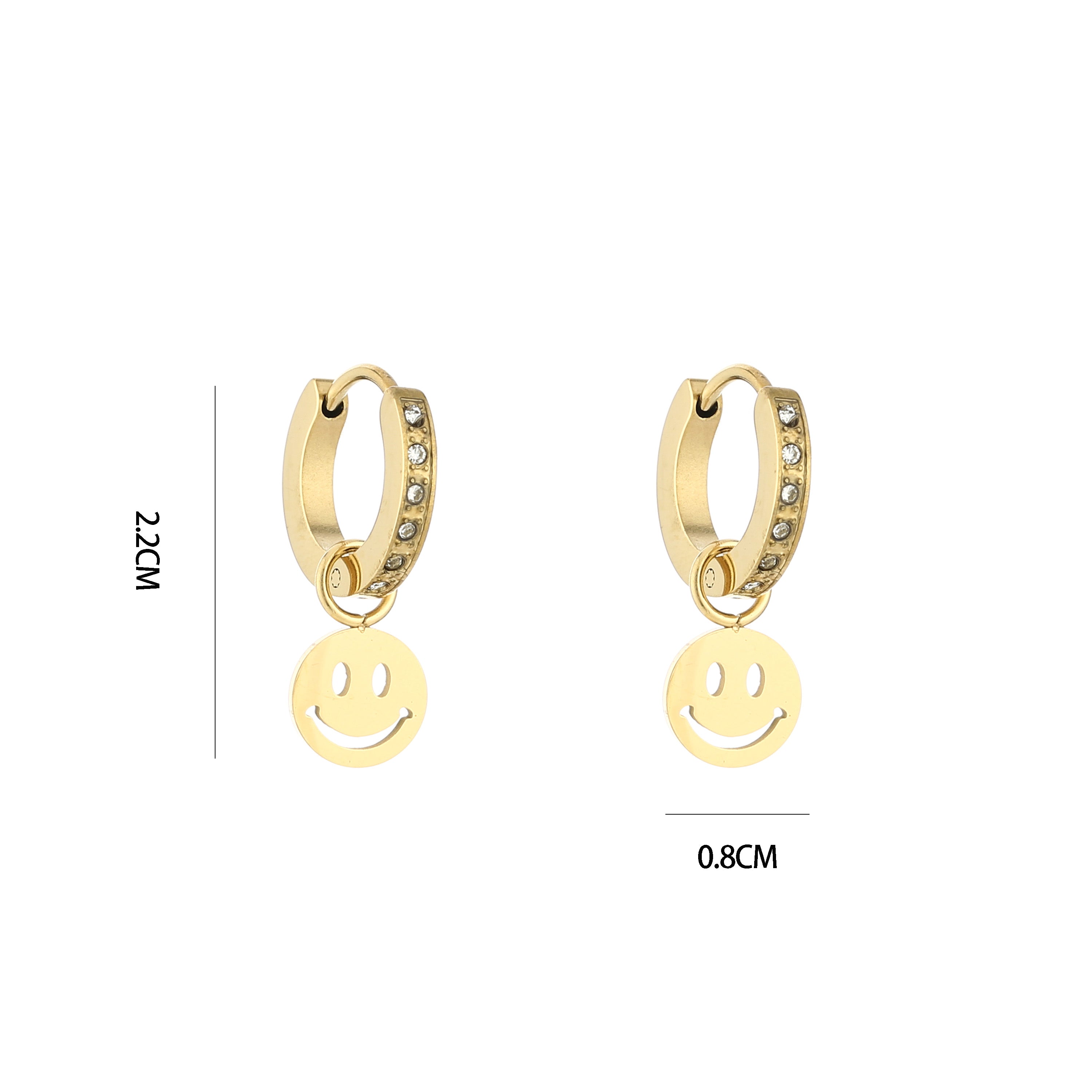 Strass oorbellen met smiley