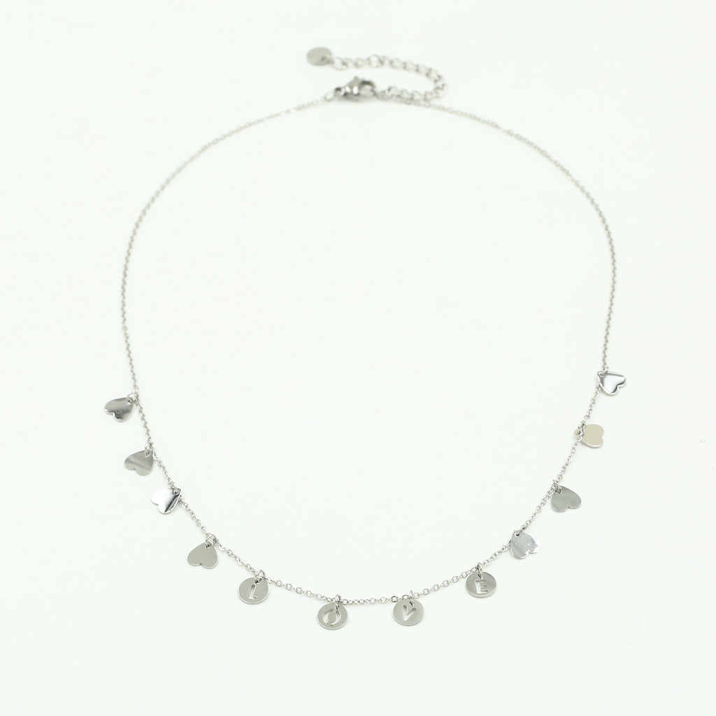Vallende hartjes ketting LOVE