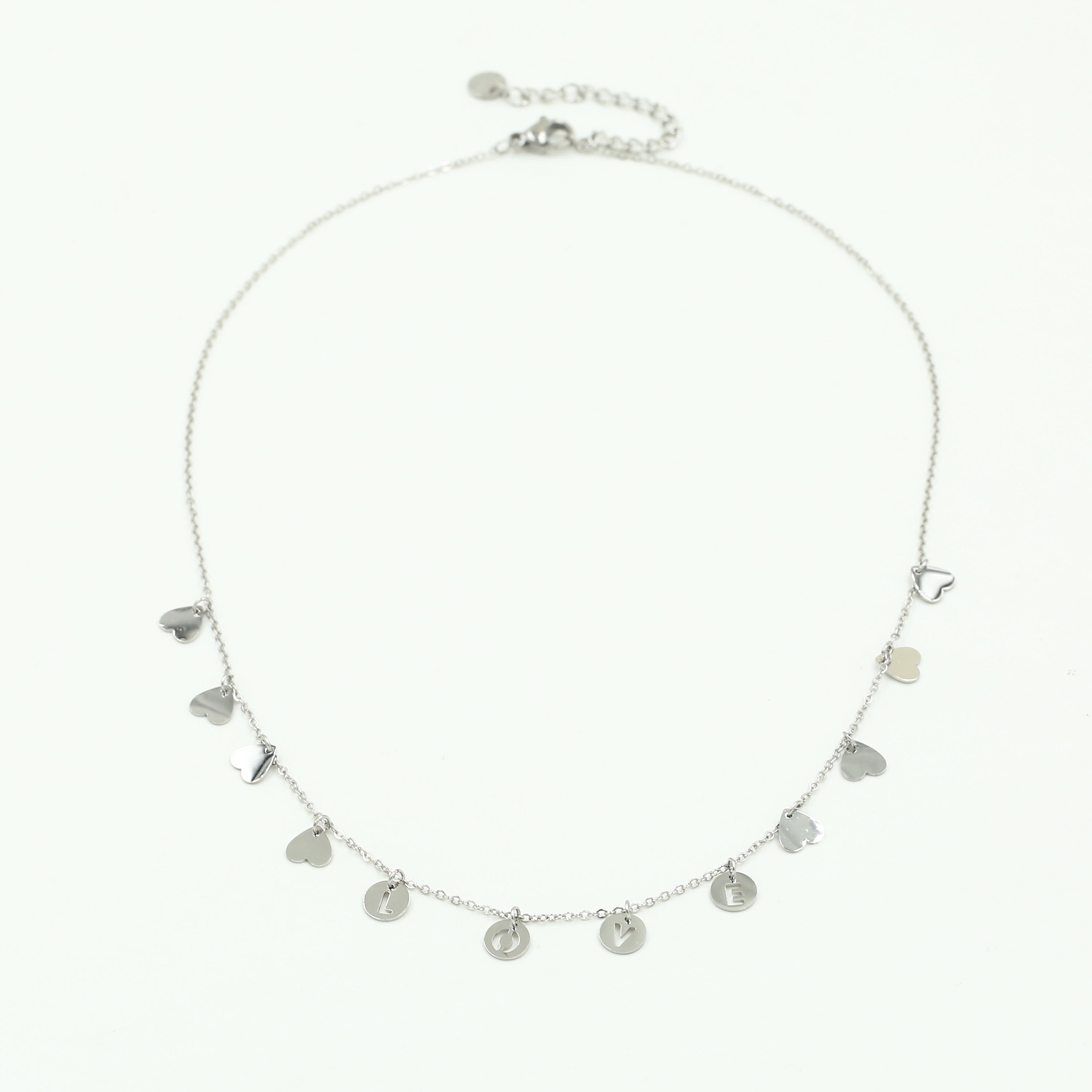 Vallende hartjes ketting LOVE